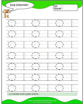 okul öncesi çizgi çalışma sayfaları